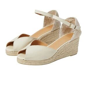 CASTANER Bianca Tan 60mm Wedge Espadrille Open Toe Sandals 39/8